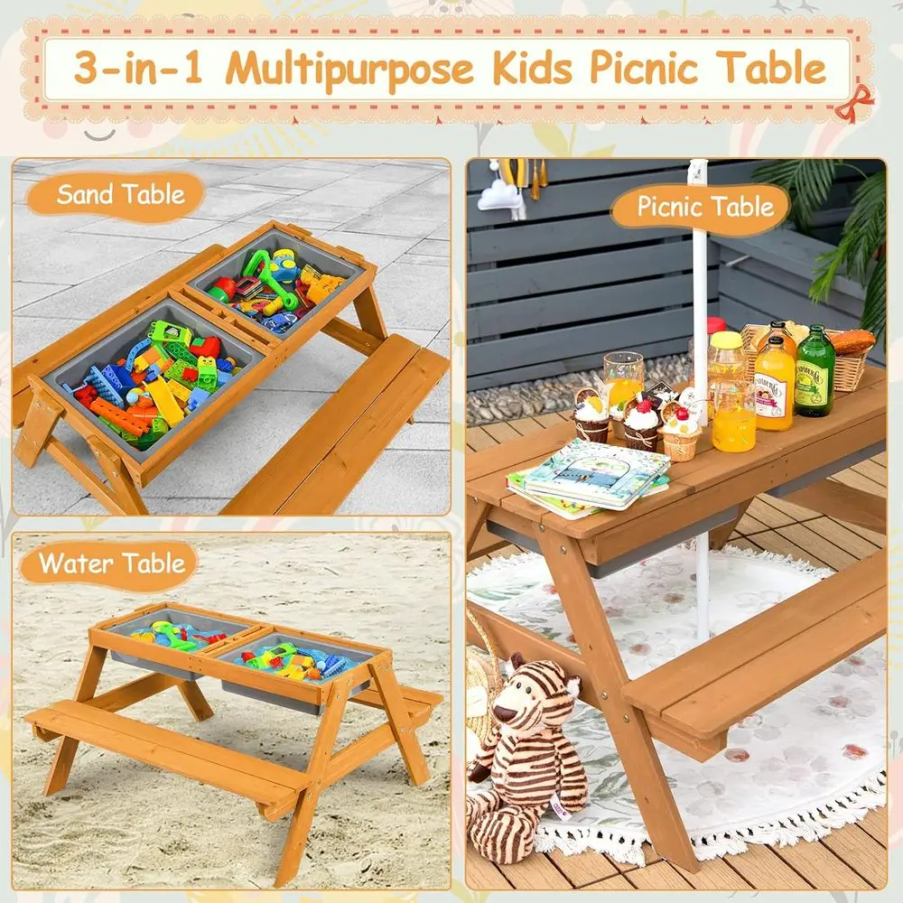 Drewniany stolik piknikowy 4w1 – Kids Outdoor Furniture Set recenzja i cena
